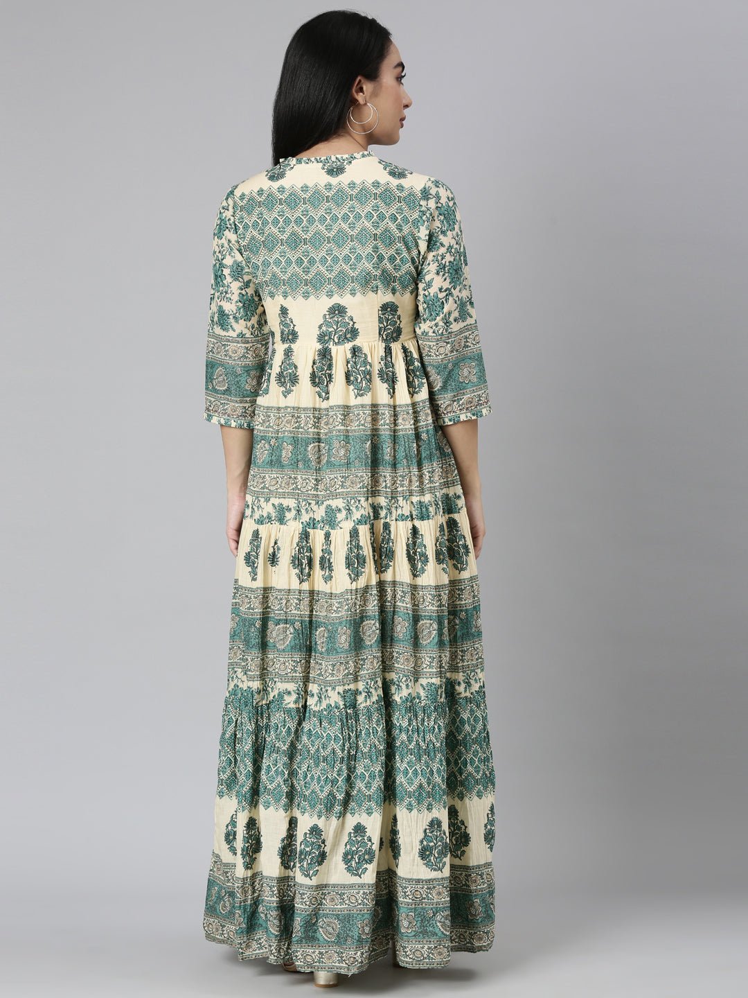 Quantumtera Green Flared Floral Maxi Dresses - Casual Chic Style - Image 3