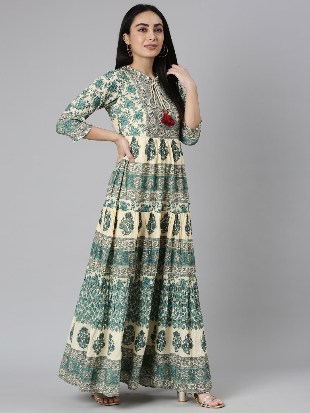 Quantumtera Green Flared Floral Maxi Dresses - Casual Chic Style - Image 5