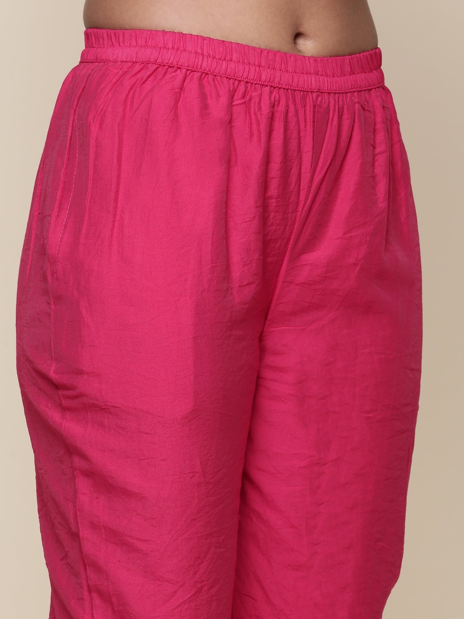 Pink tissue fabric embroidered Three piece suit set - Image 7