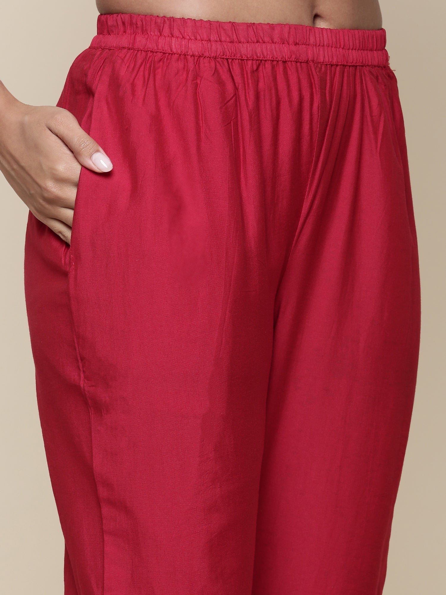 Silk red embroidered Three piece suit set - Image 7