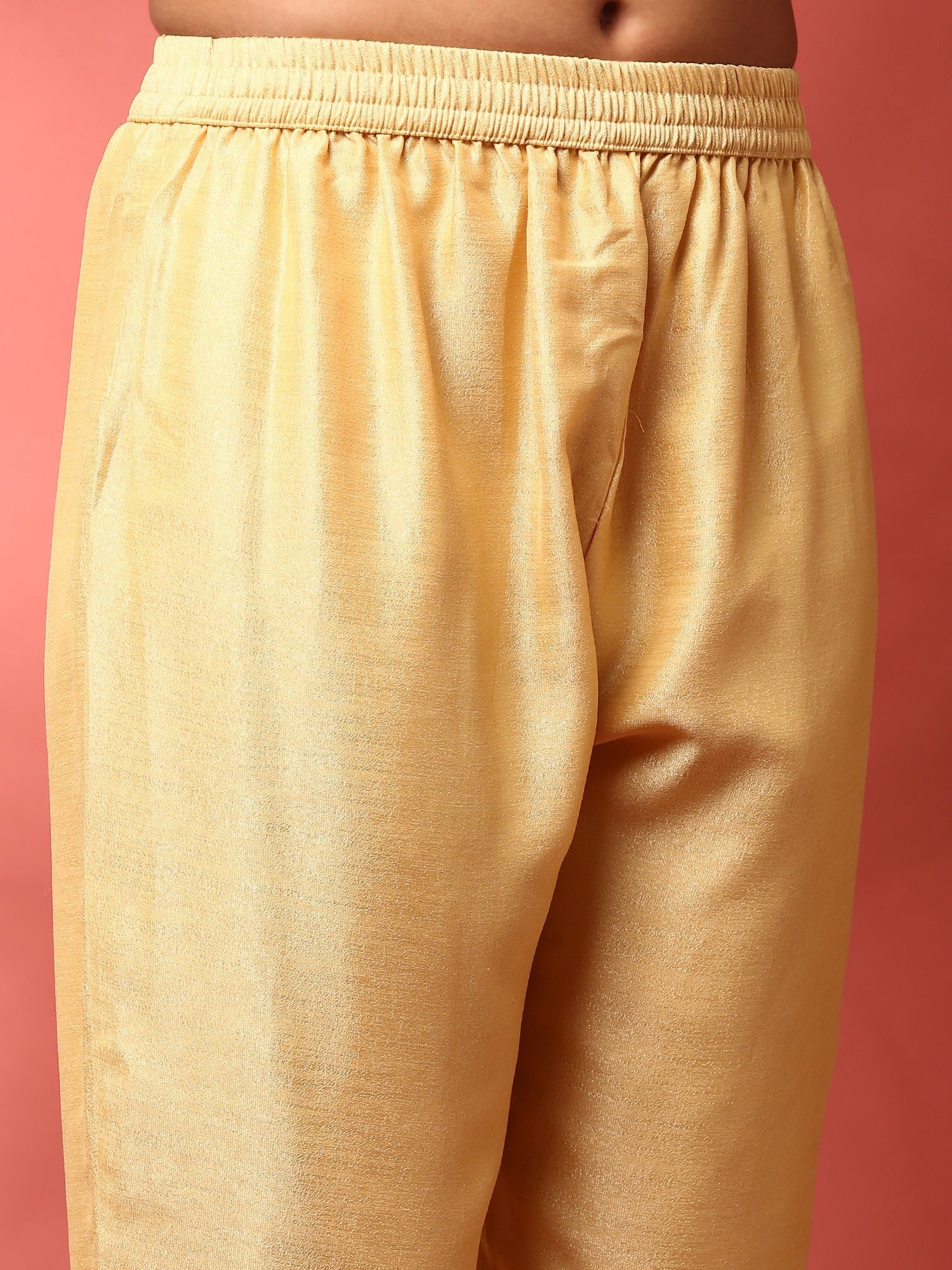 Yellow silk embroidered Three piece anarkali set - Image 6