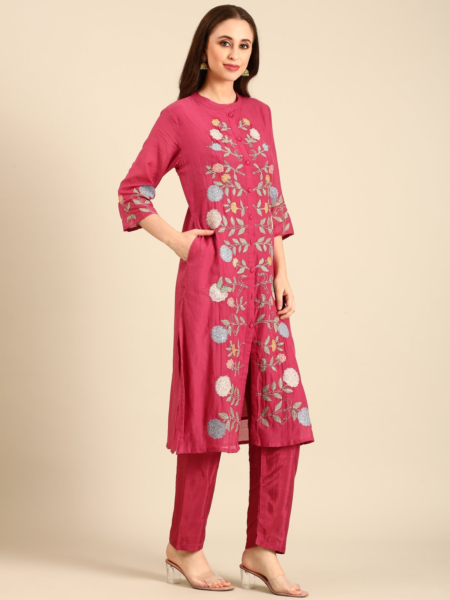 Rani muslin hand embroidery three piece suit set - Image 3
