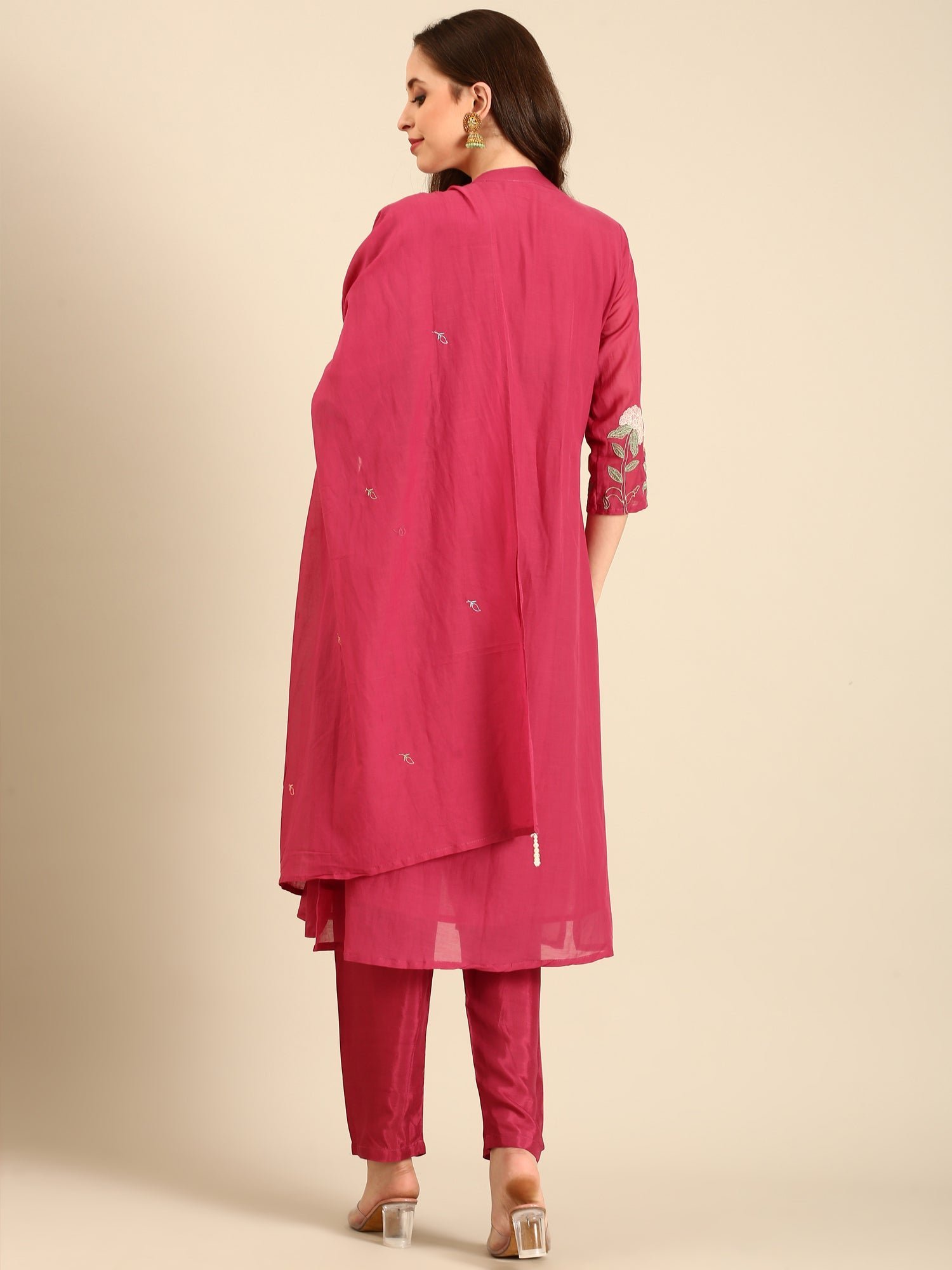 Rani muslin hand embroidery three piece suit set - Image 4