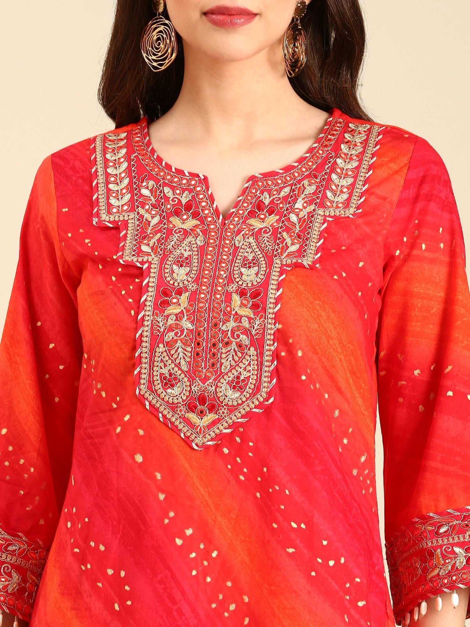 Pink muslin hand embroidery 3 piece suit set - Image 5