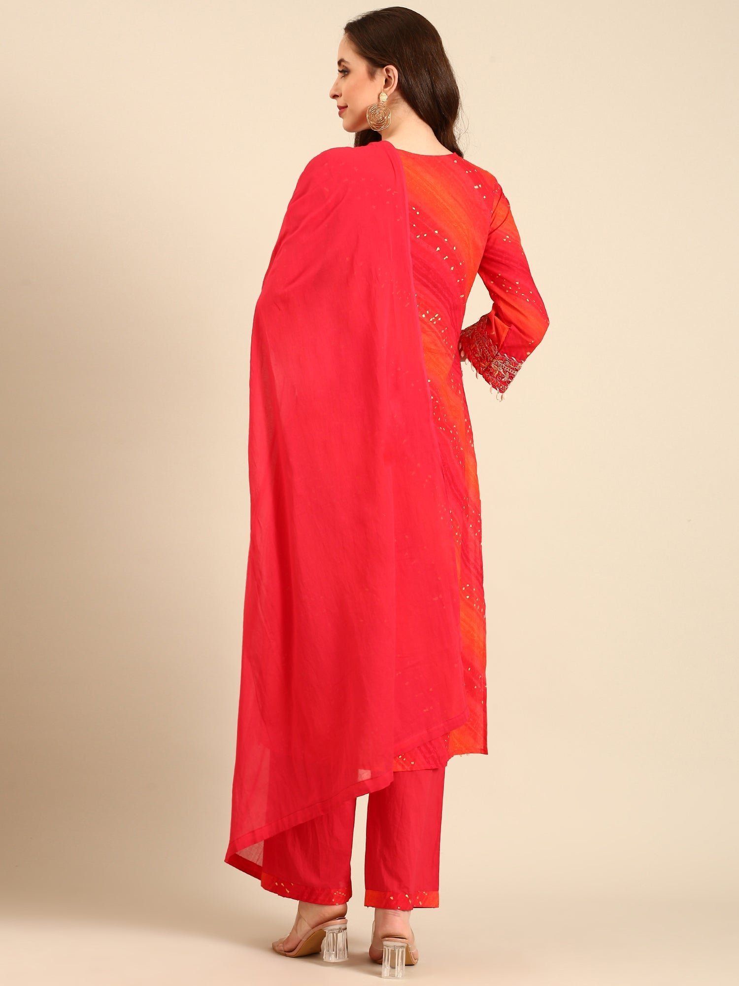 Pink muslin hand embroidery 3 piece suit set - Image 4