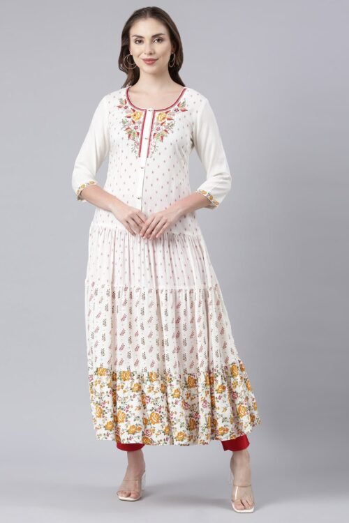Quantumtera Off-White Flared Casual Solid Maxi Dresses – Effortless Everyday Elegance