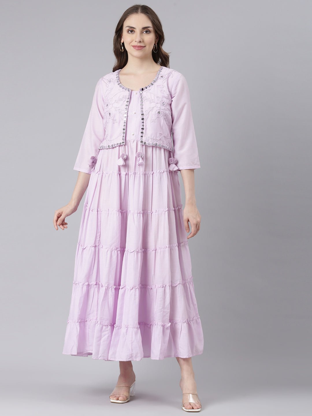 Quantumtera Purple Cotton Casual Maxi Dresses with a Flattering Curved-Cut Silhouette