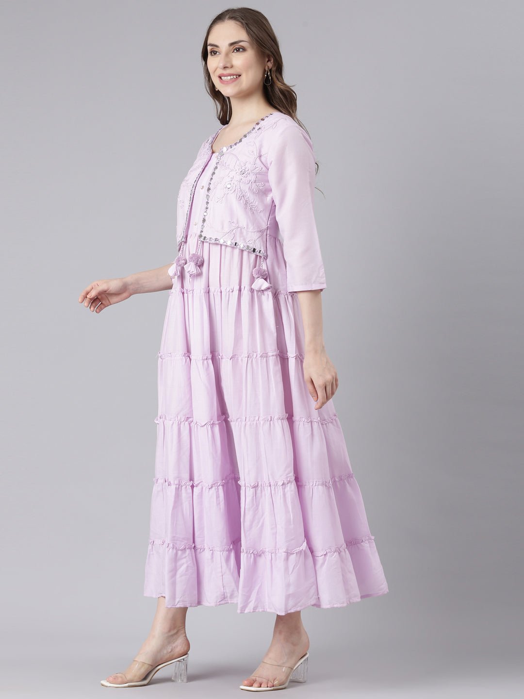 Quantumtera Purple Cotton Casual Maxi Dresses with a Flattering Curved-Cut Silhouette - Image 2