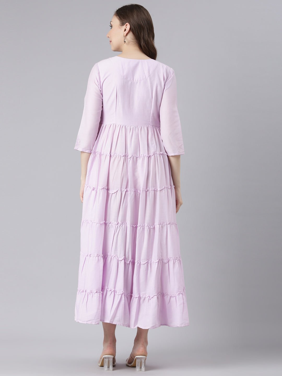 Quantumtera Purple Cotton Casual Maxi Dresses with a Flattering Curved-Cut Silhouette - Image 4
