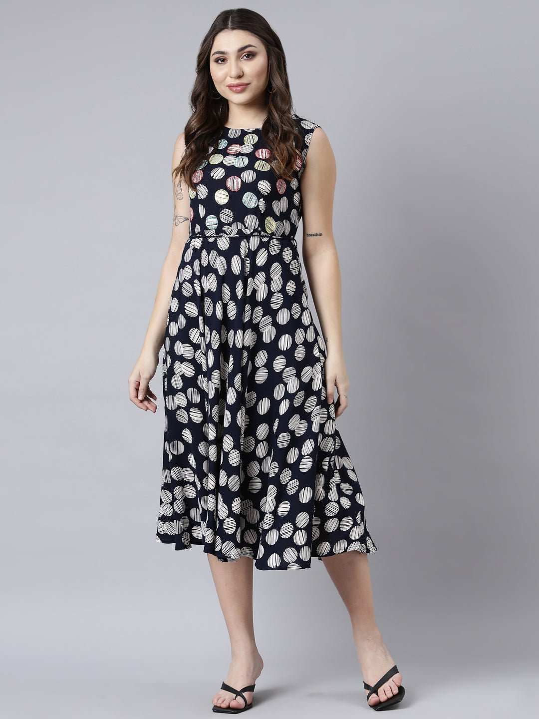 Quantumtera Navy Blue Straight-Cut Casual Floral Maxi Dresses - Image 5