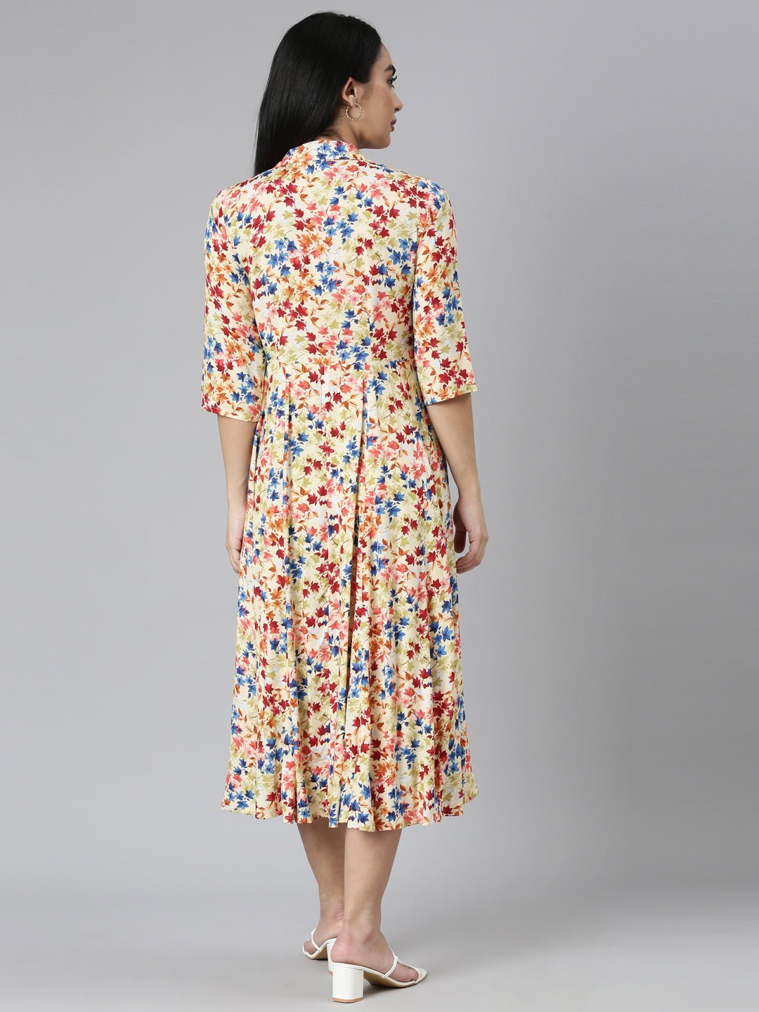 Quantumtera Yellow Flared Casual Floral Fit and Flare Dresses - Effortless Everyday Chic - Image 3