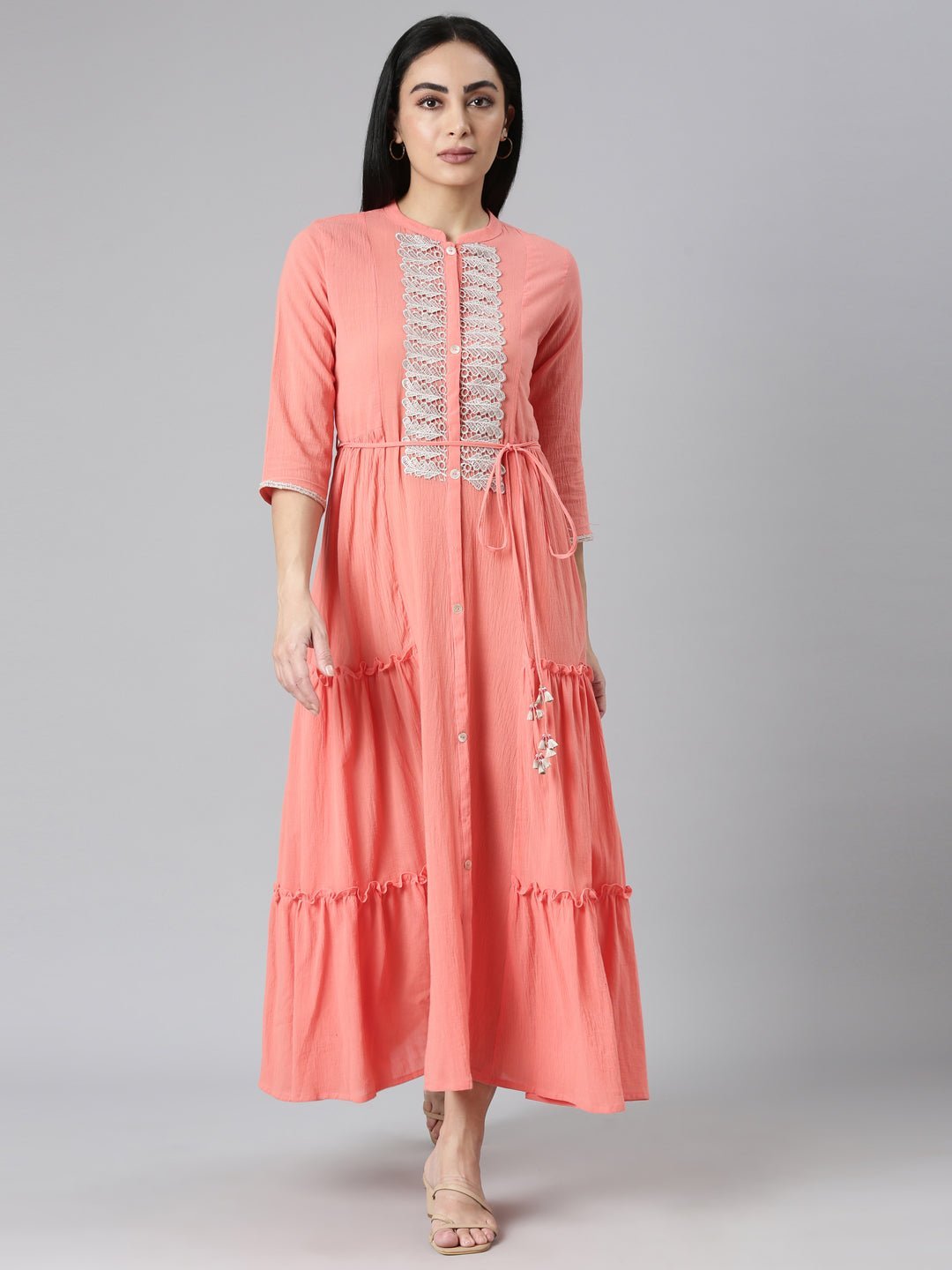 Quantumtera Orange Flared Casual Solid Maxi Dresses - Effortless Everyday Style