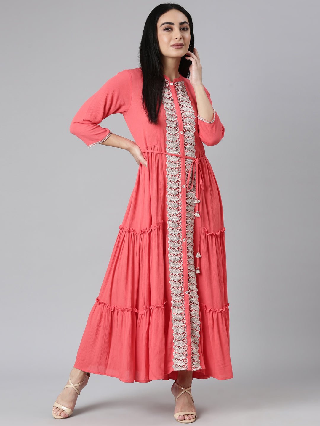 Quantumtera Orange Flared Casual Solid Maxi Dresses - Bright, Flowy Style for Everyday Wear - Image 5