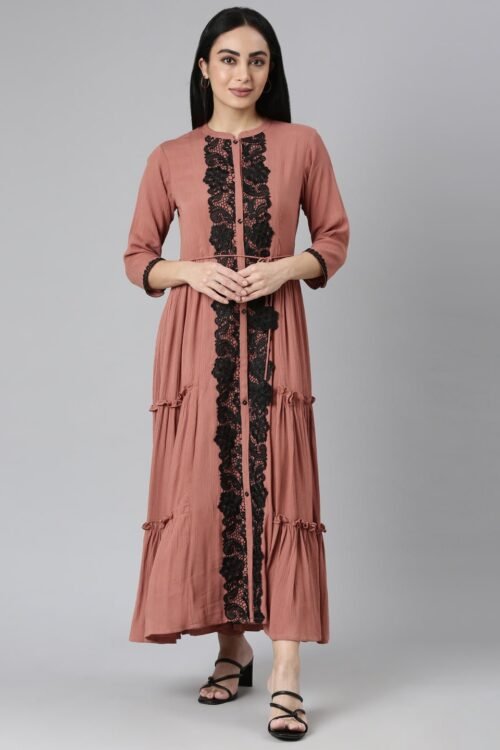 Quantumtera Brown Flared Casual Solid Maxi Dresses – Effortless Everyday