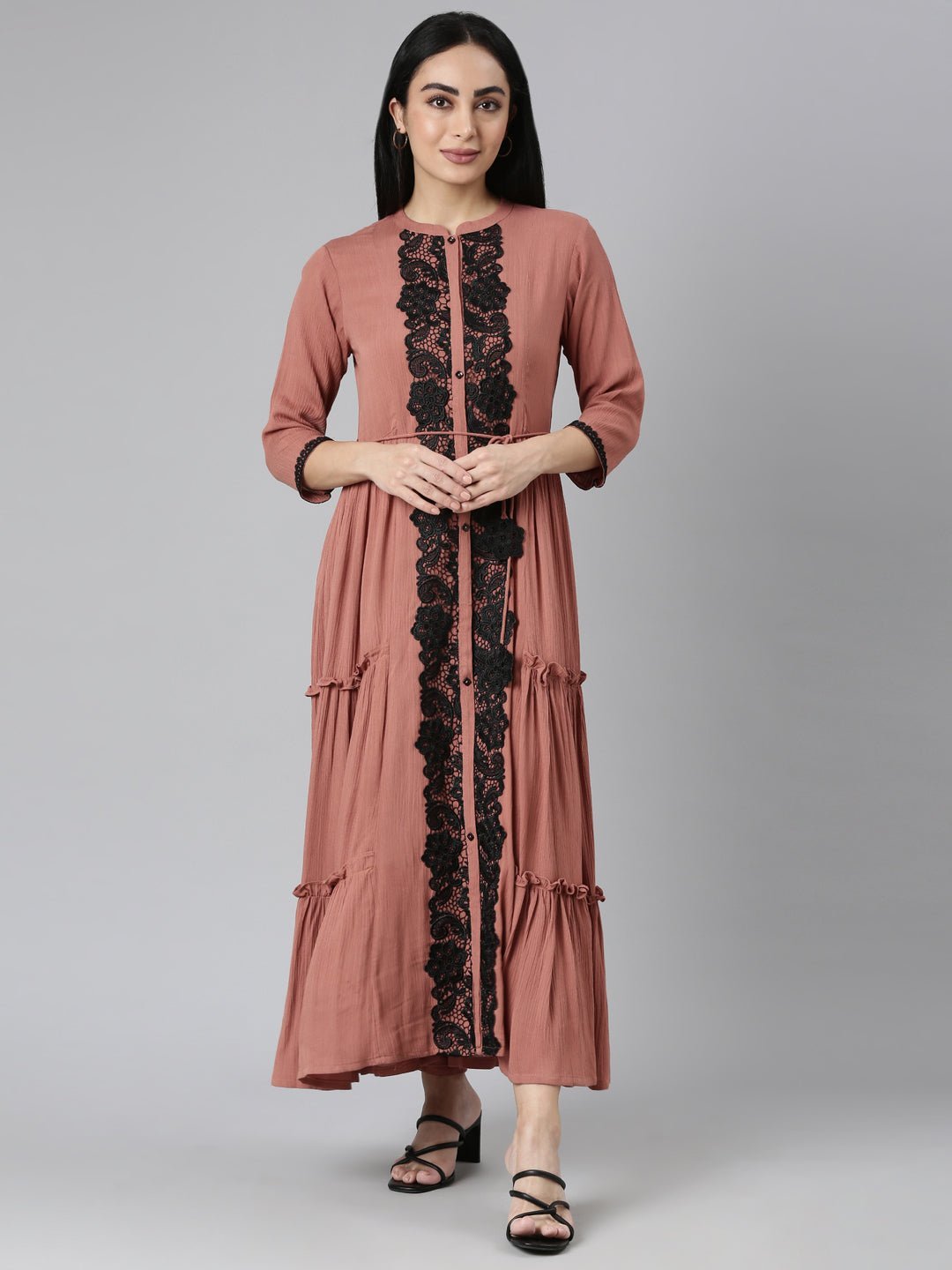 Quantumtera Brown Flared Casual Solid Maxi Dresses – Effortless Everyday