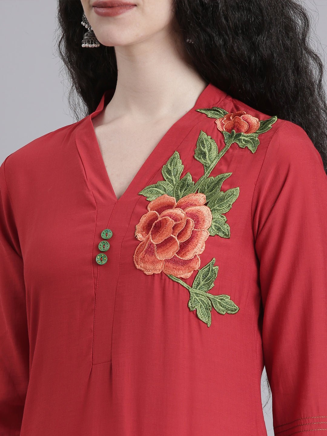 Quantumtera Maroon Casual Solid Straight Kurta - Image 4