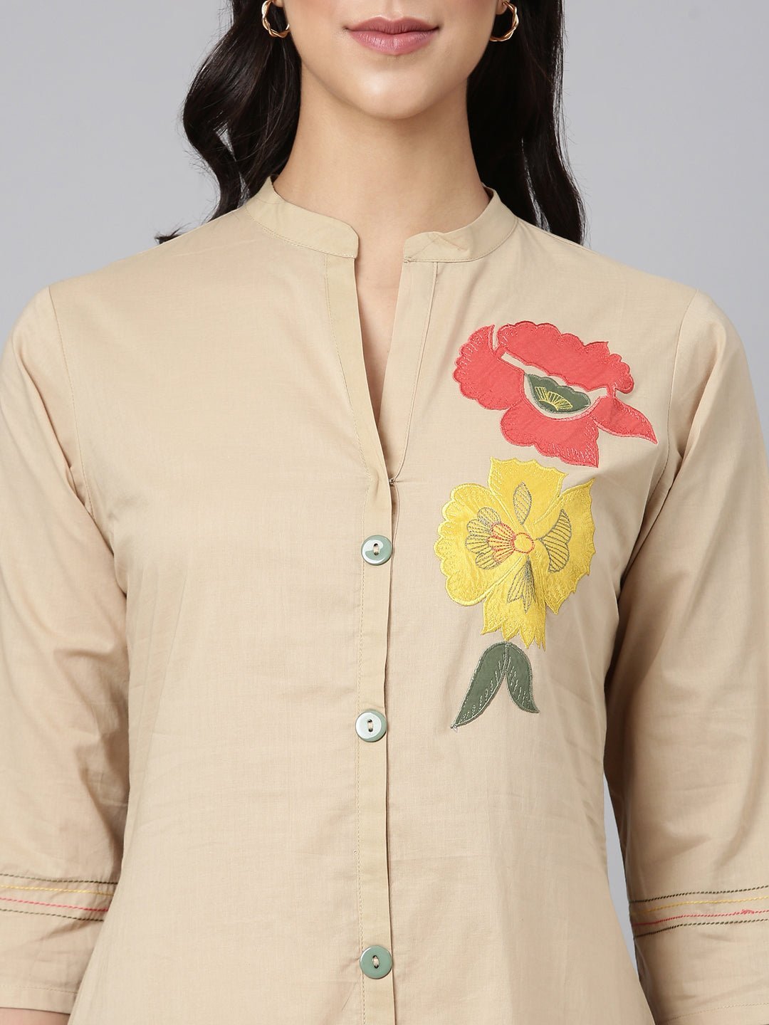 Quantumtera Beige Casual Solid Straight Kurta - Image 5