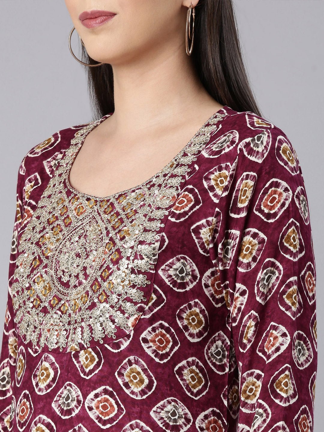 Quantumtera Purple Straight Casual Embellished Straight Kurta - Image 5